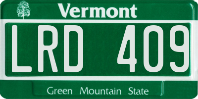 VT license plate LRD409