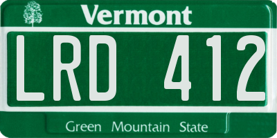 VT license plate LRD412