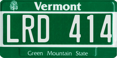 VT license plate LRD414