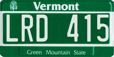 VT license plate LRD415