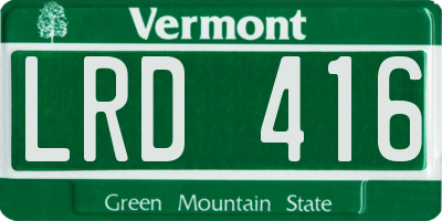 VT license plate LRD416