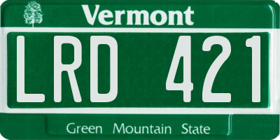 VT license plate LRD421