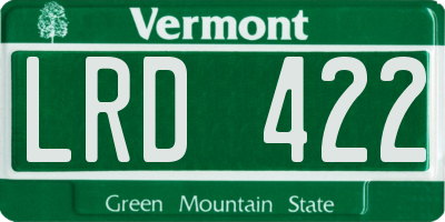 VT license plate LRD422