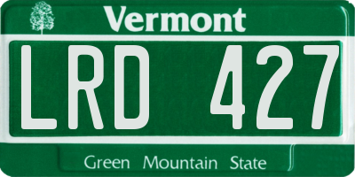 VT license plate LRD427