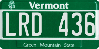 VT license plate LRD436