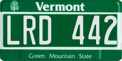 VT license plate LRD442