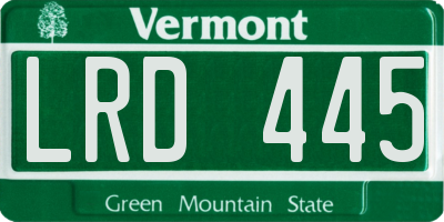 VT license plate LRD445