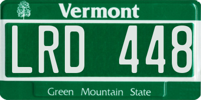 VT license plate LRD448
