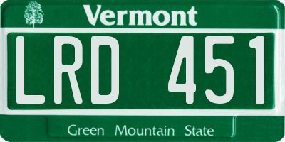 VT license plate LRD451