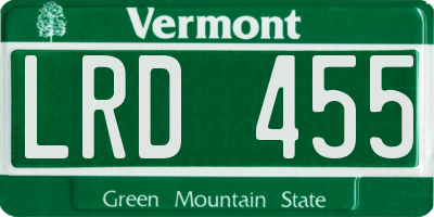 VT license plate LRD455