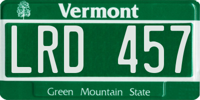 VT license plate LRD457