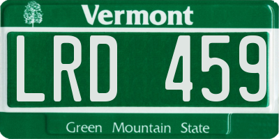VT license plate LRD459