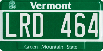 VT license plate LRD464