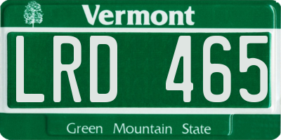VT license plate LRD465