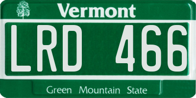 VT license plate LRD466