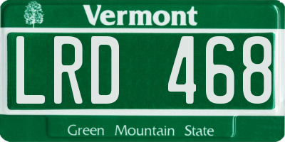VT license plate LRD468