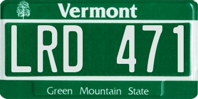 VT license plate LRD471