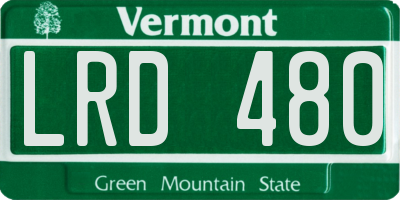 VT license plate LRD480