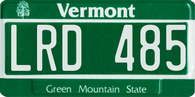 VT license plate LRD485