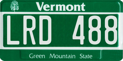 VT license plate LRD488