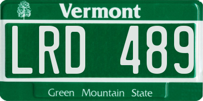 VT license plate LRD489