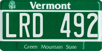 VT license plate LRD492