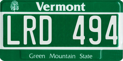 VT license plate LRD494