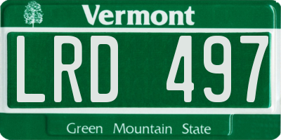 VT license plate LRD497
