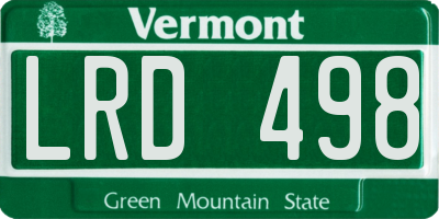 VT license plate LRD498