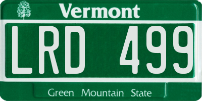 VT license plate LRD499