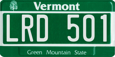 VT license plate LRD501