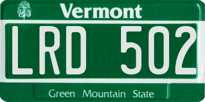 VT license plate LRD502