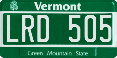 VT license plate LRD505