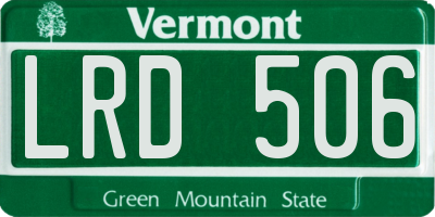VT license plate LRD506