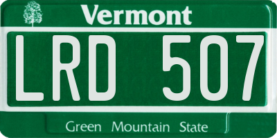 VT license plate LRD507