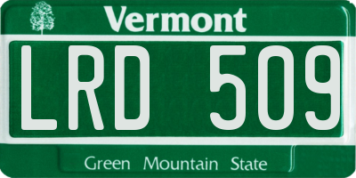 VT license plate LRD509