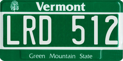 VT license plate LRD512