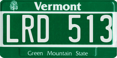 VT license plate LRD513