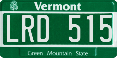 VT license plate LRD515