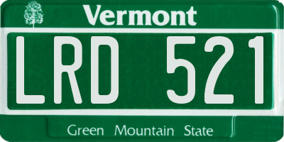 VT license plate LRD521