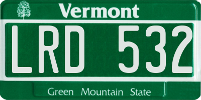 VT license plate LRD532