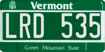 VT license plate LRD535