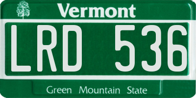 VT license plate LRD536
