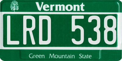 VT license plate LRD538