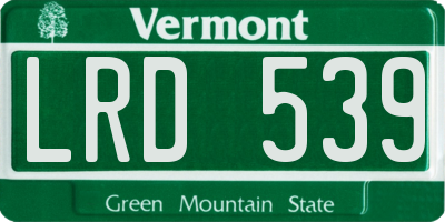 VT license plate LRD539