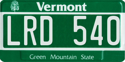 VT license plate LRD540