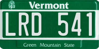 VT license plate LRD541