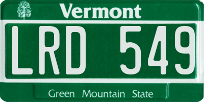 VT license plate LRD549