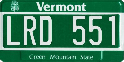 VT license plate LRD551