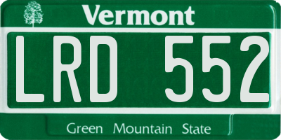VT license plate LRD552